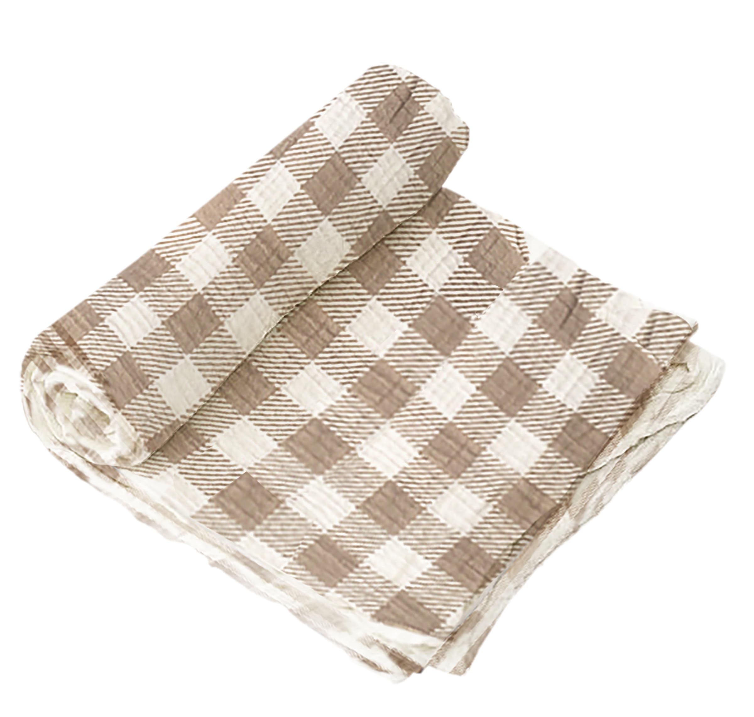 MON AMI Gingham Bear-Swaddles & Rattle Gift Set, Soft 47" Cotton Muslin Blanket for Newborns Tummy Time, Sunshield - Image 2