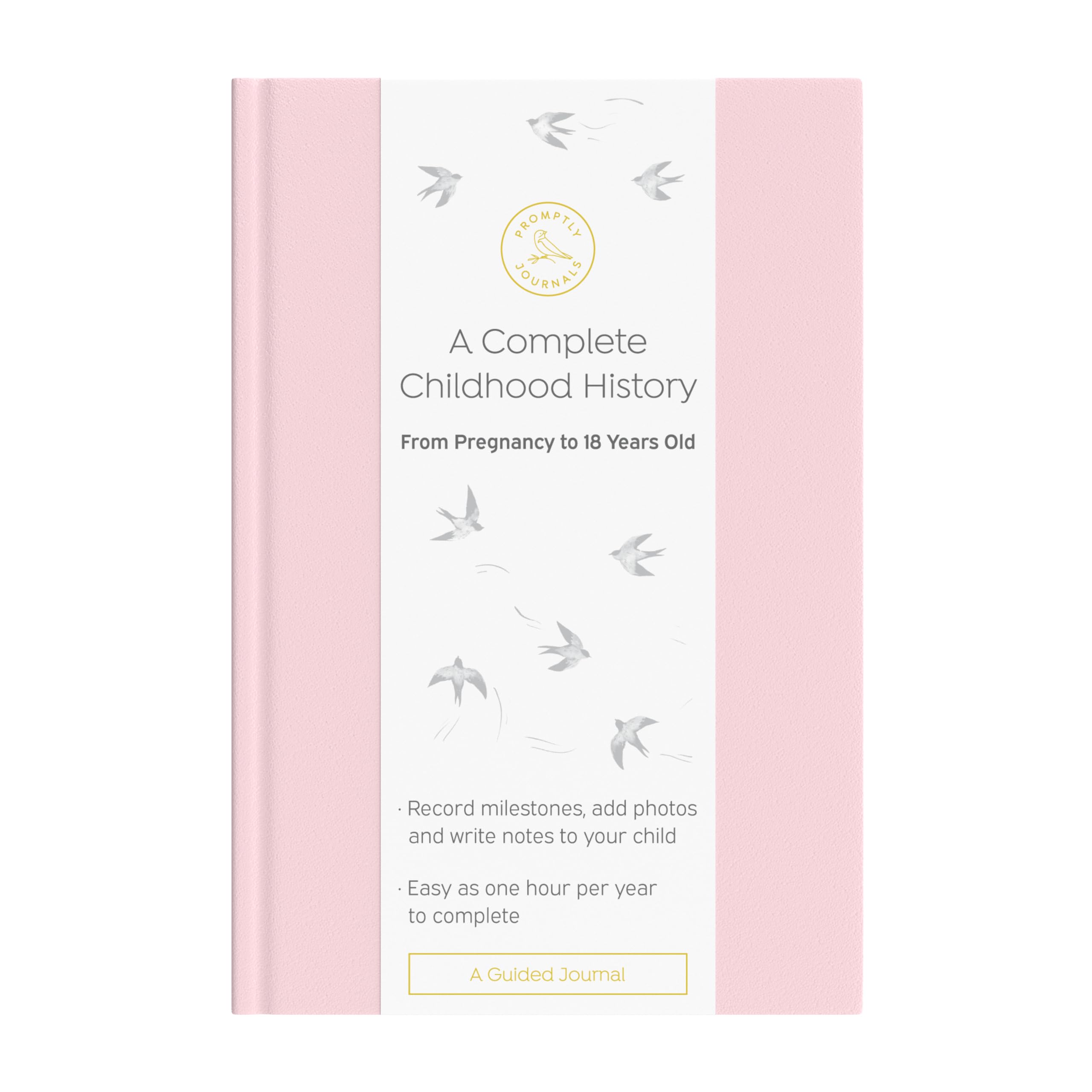 Promptly Journals, A Complete Childhood History: From Pregnancy to 18 Years Old (Blush Pink, Leatherette) | Baby Book and Pregnancy Journal | Baby