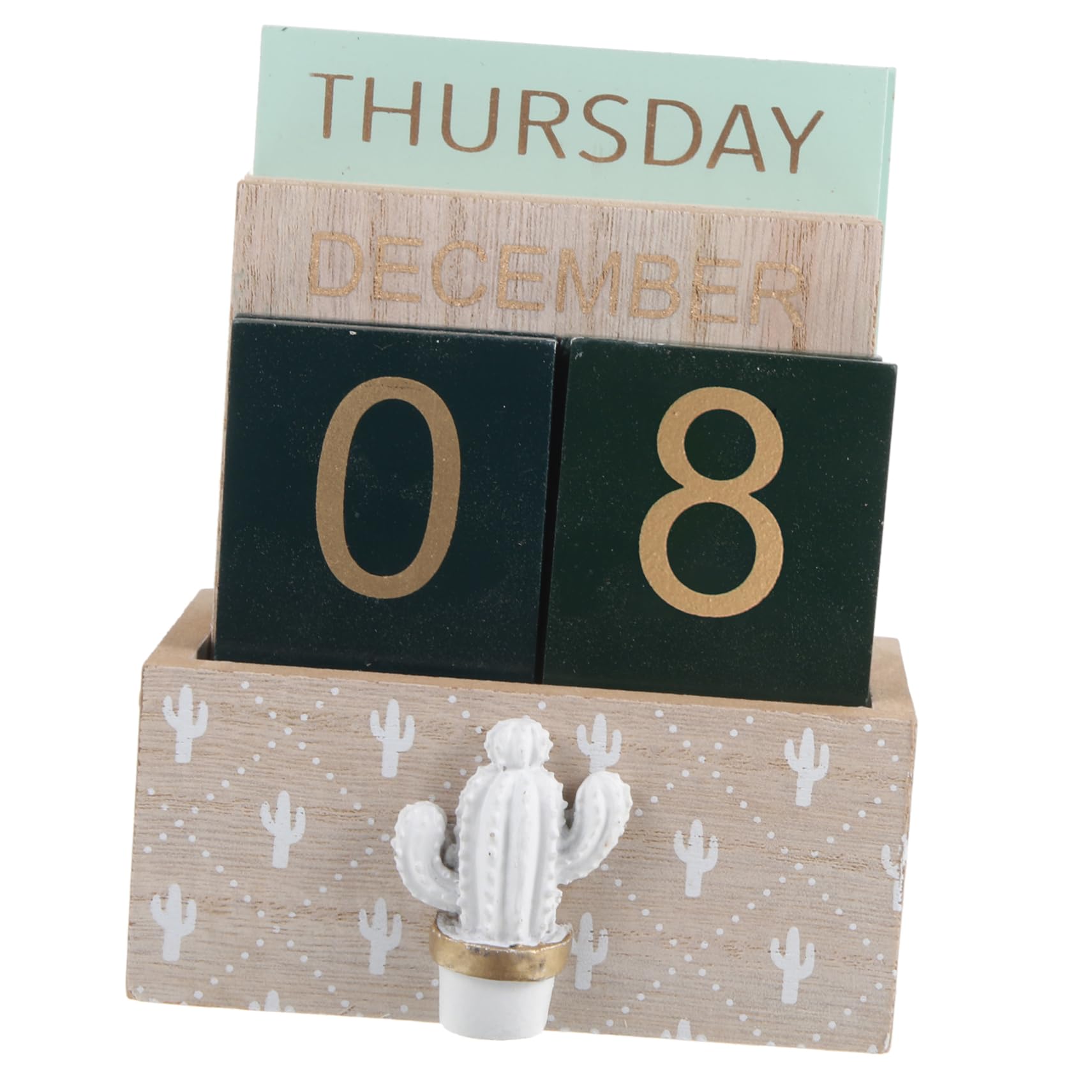 STOBOK Wooden Calendar Block for Desk Home Office Kitchen Decor Standing Calendar
