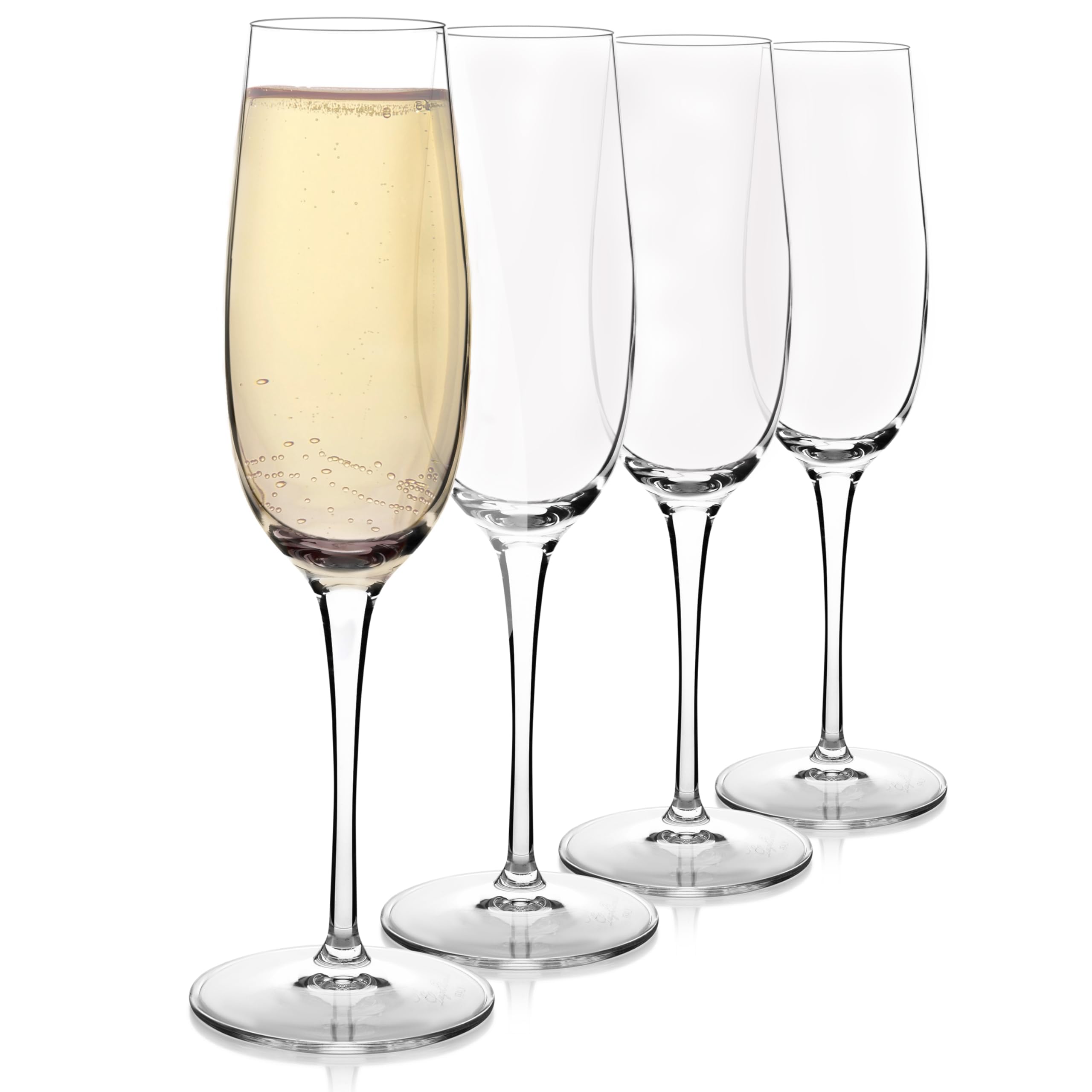 Luigi Bormioli Crescendo Champagne Flute Glasses Set of 4-8.25 Oz Stemware for Celebrations, Toasts & Dining Decor - Glass Construction for Home Bars, Parties, Table Events & Restaurant Service