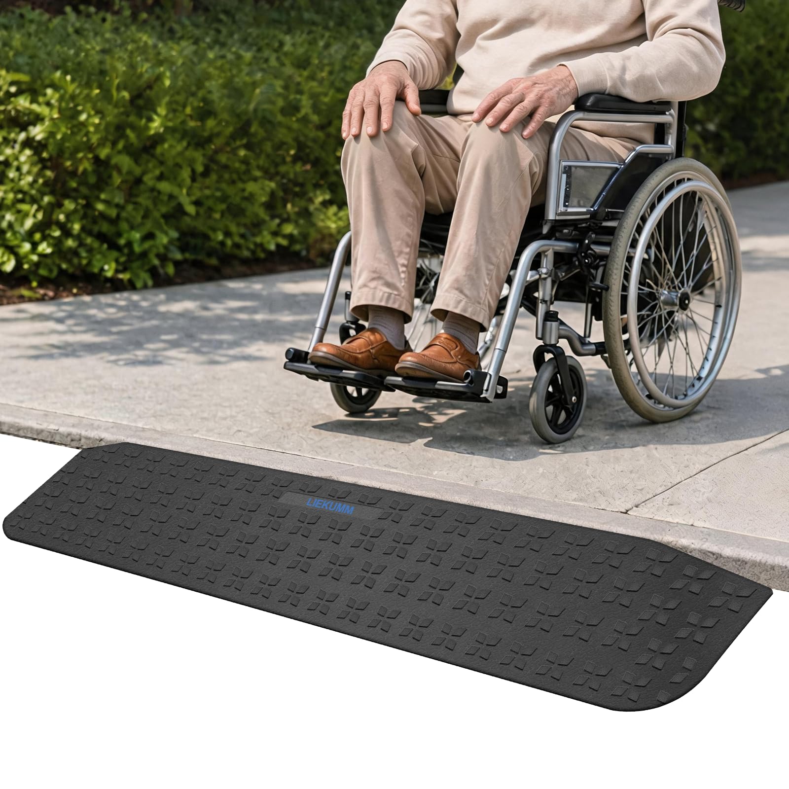 LIEKUMM Rampa de goma de 3,8 cm de altura, rampa antideslizante para silla de ruedas con diseño de estrella polar, capacidad de carga de 1000 kg, rampa para puertas, escalones, aceras