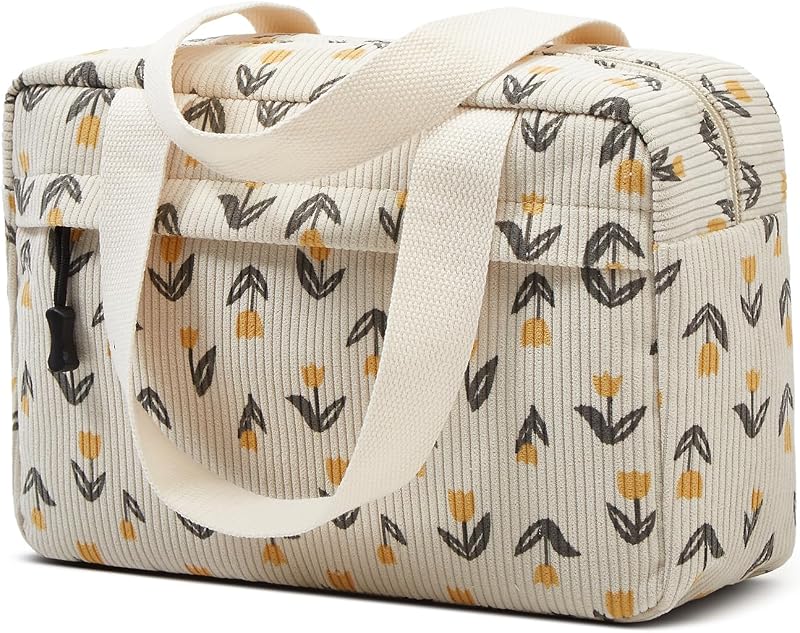 Necessaire de maquiagem ZOEMTIU em cotelê com zíper e alça para viagem