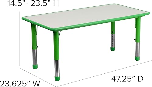 Miniatura 4 de Conjunto Flash Furniture de mesa resctangular y 6 sillas apilables de plástico con 6 sillas apilables para escuela Acero Azul