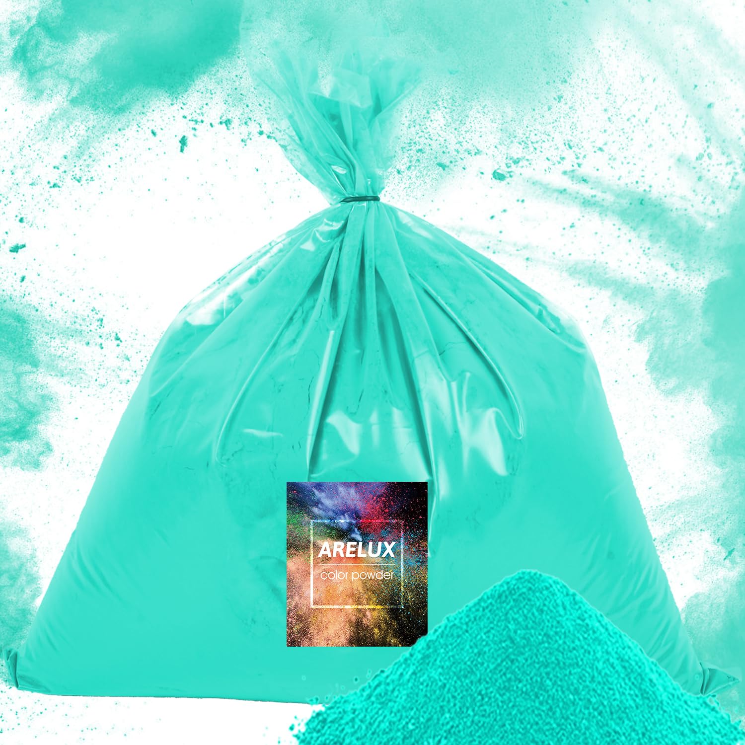 Poudre de couleur cyan en vrac ARELUX pour réussir vos animations de groupe et festivals