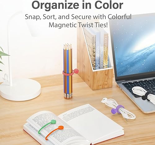 Miniatura 9 de JustJamz Paquete de 80 – 50 auriculares a granel con micrófono más 30 bridas magnéticas para cables – coloridos auriculares con cable para aula