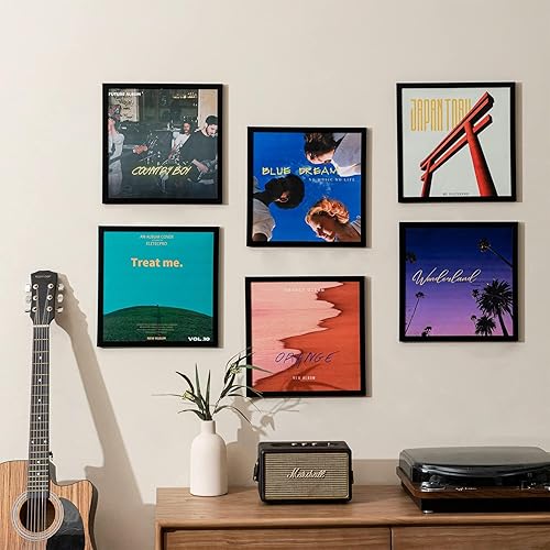 Miniatura 7 de eletecpro Marco de grabación negro de 12.5 x 12.5 pulgadas, marco de vinilo de PVC resistente y ligero, álbum de música de 12 pulgadas, pantalla de