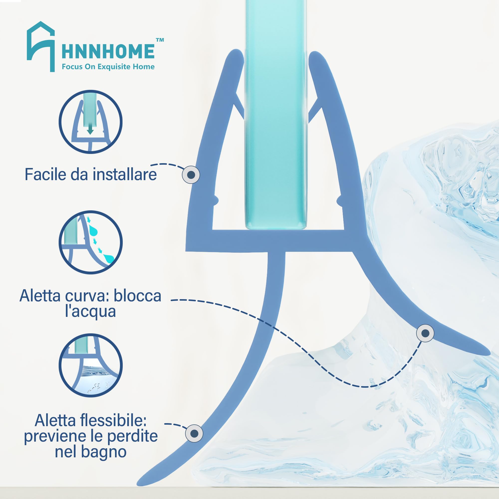 Guarnizione per schermo di vasca/doccia HNNHOME, per vetro dritto/curvo 4-6 mm, distanza 20 mm