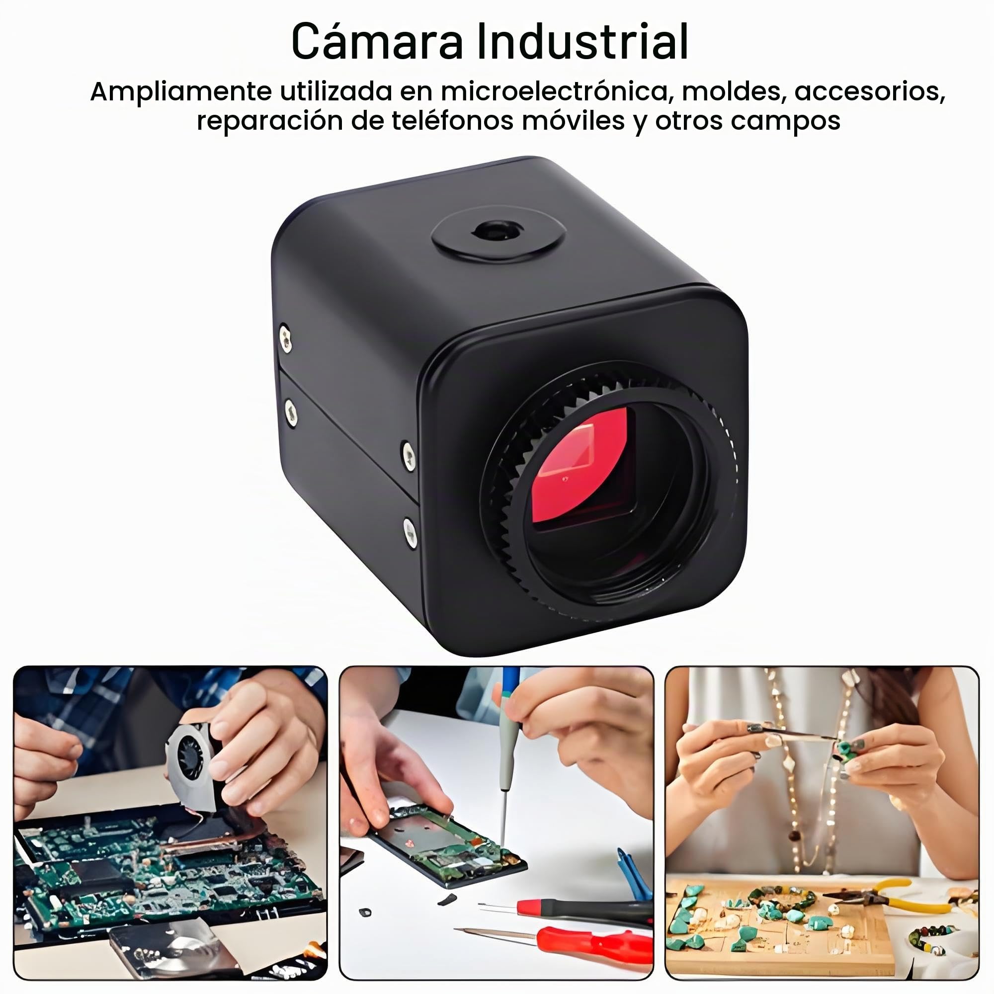 Microscopio Cámaras HDMI Industrial Cámara Microscopio Full HD 16MP 2K 1080P 60FPS con Rendimiento Estable para Microelectrónica Identificación de Huellas Dactilares AC100‑240V(EU Plug)