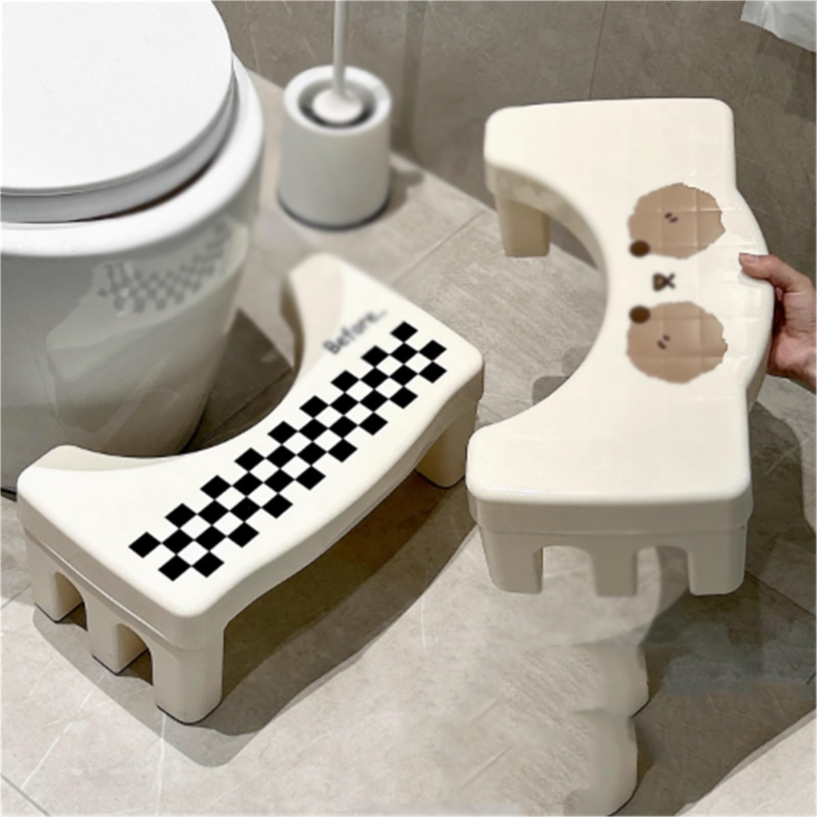 Toilettenhocker, Kunststoff, Toilettenhocker, Kothocker for die Hockhaltung, quadratischer, Rutschfester Badezimmerhocker for Kacken, einfache Aufbewahrung, for Senioren, Kinder(B)