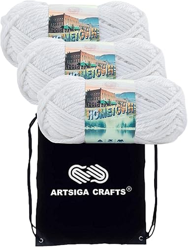 Lion Brand Yarn Hometown Yarn Ashland Pine 135-180 (3 madejas) Same Dyelot Weight S Bulky #6 Paquete suave 100% acrílico con 1 bolsa Artsiga para