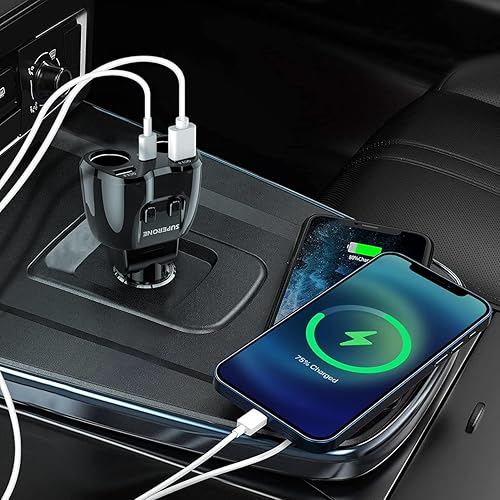 Miniatura 7 de SUPERONE [2025 Actualizado] Divisor de Encendedor de Cigarrillos, Adaptador de Encendedor de Cigarrillos de 180W de 2 Tomas con Divisor de Cargador
