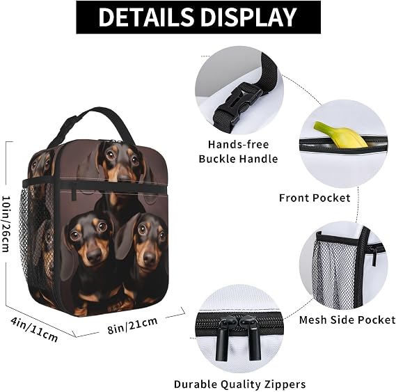 Dachshund Lunch Box for Kids Girls Boys Wiener Dog Lunch Bag Cooler Tote Reusable Insulated Lunch Bag Container Gifts for Office Picnic Travel Work School