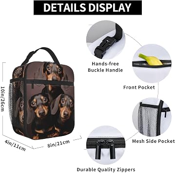 Dachshund Lunch Box for Kids Girls Boys Wiener Dog Lunch Bag Cooler Tote Reusable Insulated Lunch Bag Container Gifts for Office Picnic Travel Work School