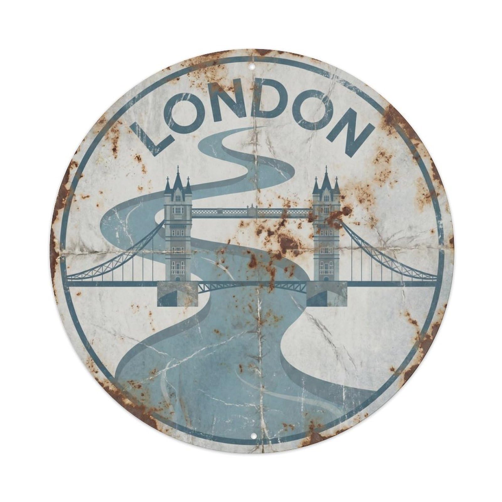Fqcyn Style Vintage Travel British Bridge Journey Metal Tin Sign