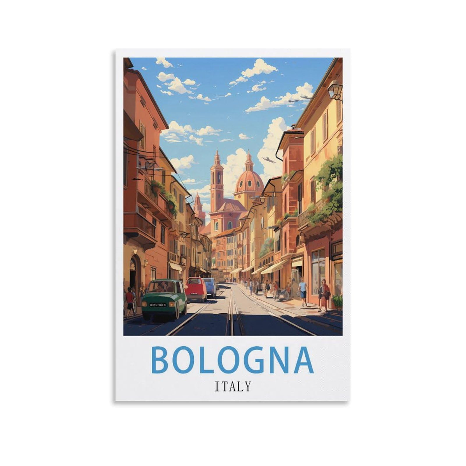 CYYHGEE Bologna Italy Vintage Travel Poster 08x12inch(20x30cm) Canvas Poster Wall Art Living Room Home Decor