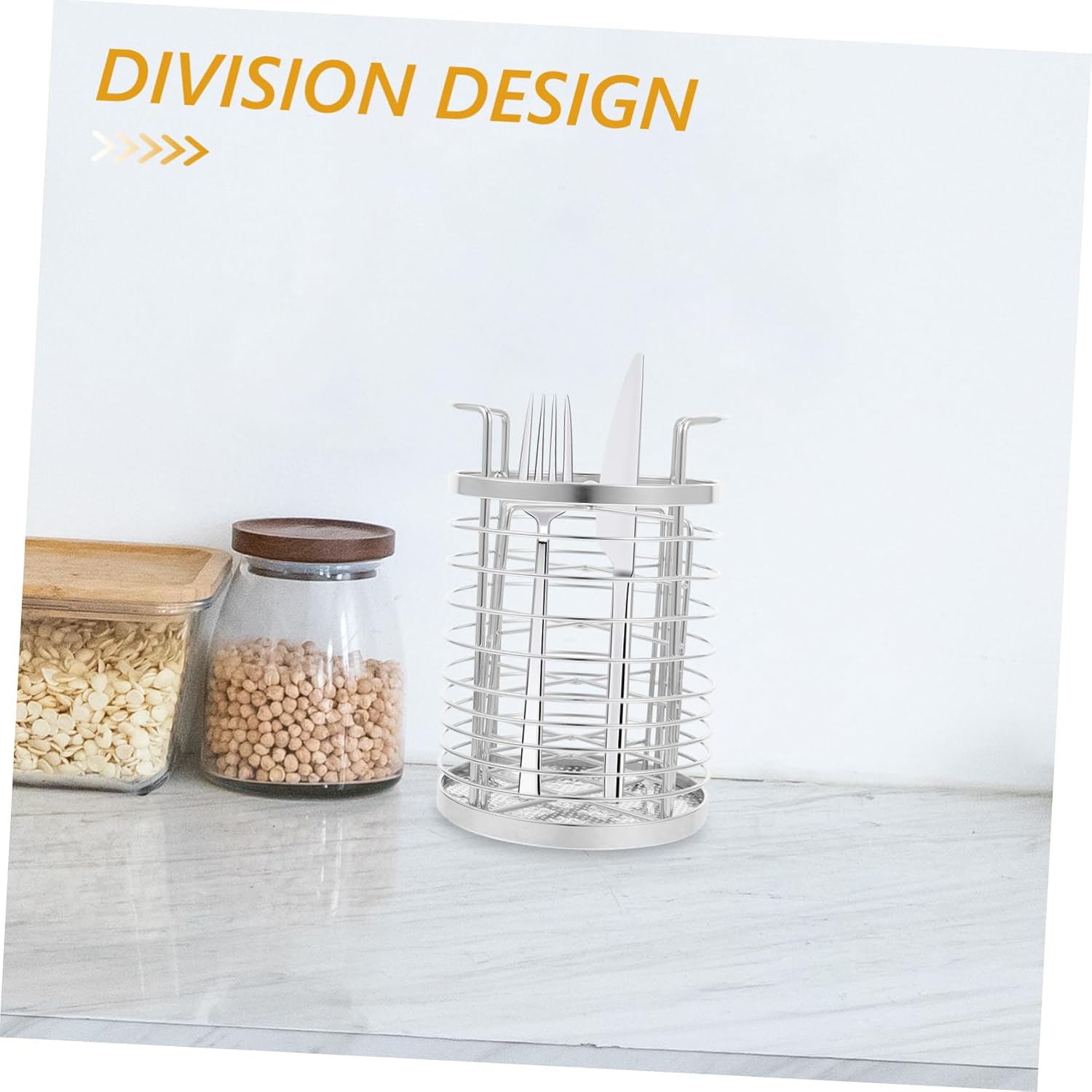 Kitchen Rotating Stainless Steel Chopstick Holder with Removable Divider Compact Cutlery Organizer for Easy Access Elegant Kitchen for Spaces