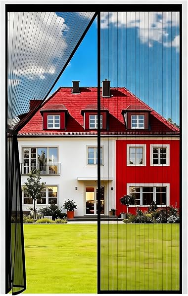 Auxmir Zanzariera Magnetica per Porte 120 x 240CM, Tenda Zanzariera Porta con Allargamento Superiore Anti Insetti Traspirante Chiusura Automatica Facile da Installare, Resistente per Casa, Cortile - 1