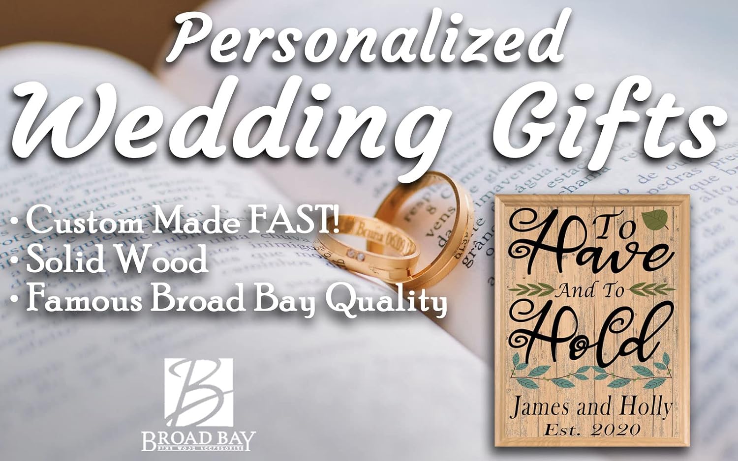 Custom Wedding Gift Name Sign with Established Date PERSONALIZED - SOLID WOOD Wedding Day Keepsake Plaque (To Have and To Hold)