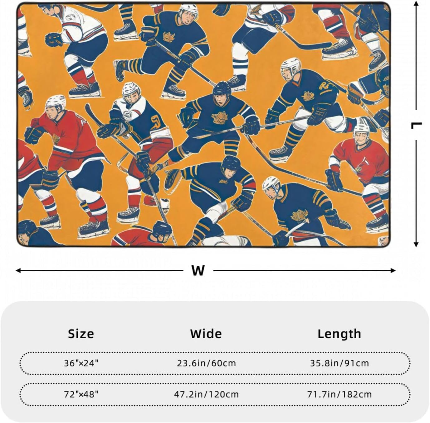 Hockey Print Indoor Doormat Entryway Door Mat, Accent Throw Rug for Bedroom Kitchen Entryway Bathroom Carpet