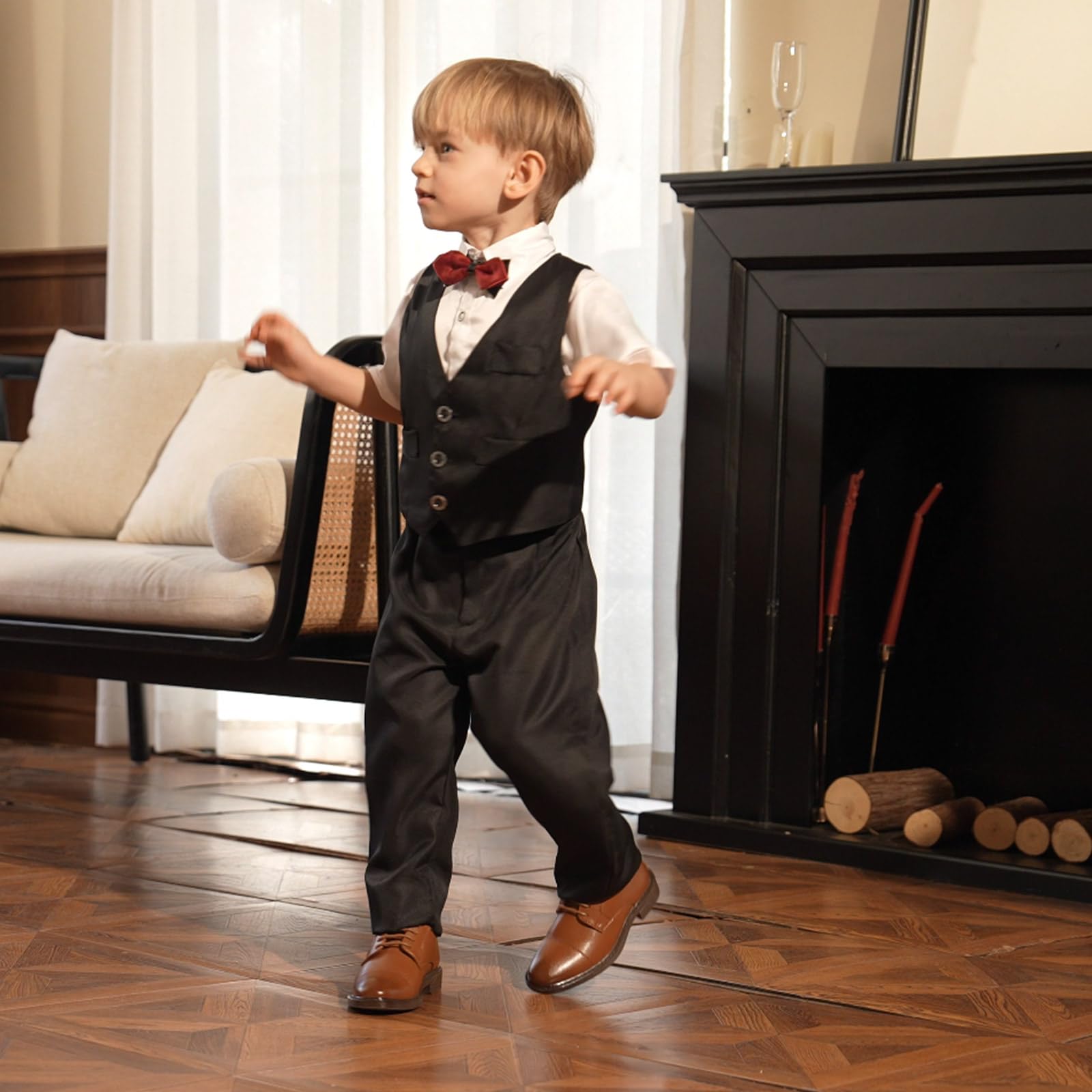 GINNI Zapatillas de Vestir Niños Zapatos de Cordones Oxfords Clásico Formales Derby para Boda Lglesia Escuela