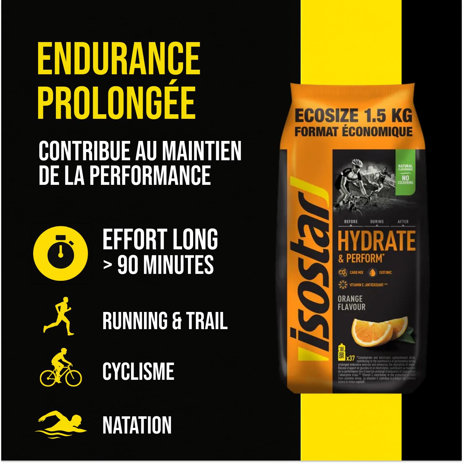 ISOSTAR – Hydrate & Perform Orange – Poudre Boisson Isotonique Sport – Boisson Énergétique Endurance avec Électrolytes, Vitamine C & B1 – Hydratation Running, Vélo & Trail – 1,5 kg