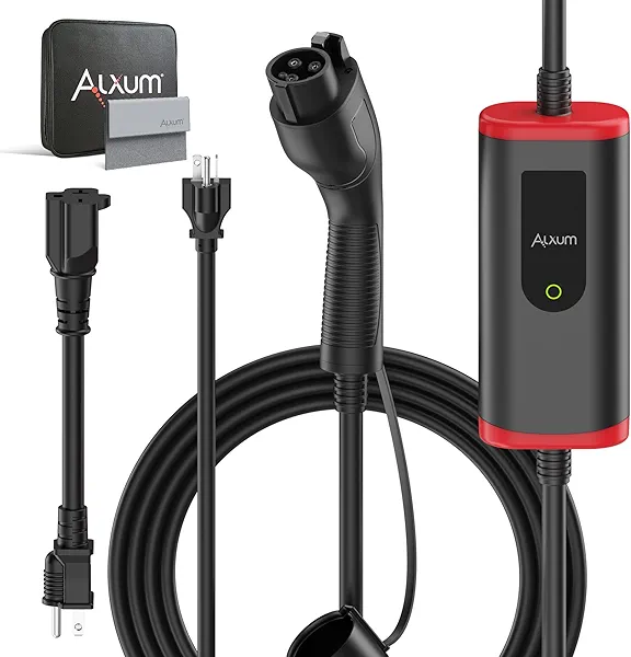 Alxum Level 1 & 2 EV Charger 16A 110V-240V Portable Level 2 ev Charger with 25FT Cable NEMA 6-20 & NEMA 5-15 Plug for J1772 EVs & PHEVs