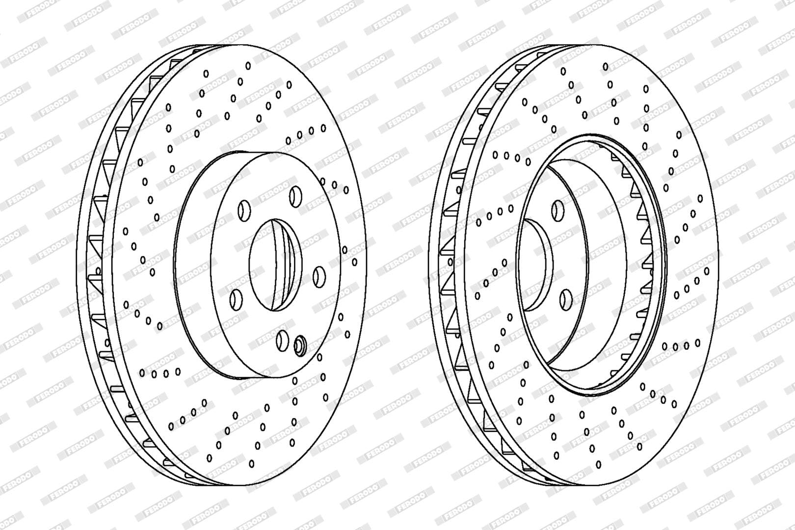 FERODO DDF1694C-1 2x Disque de frein Avant Ø322mm Hauteur: 64,5mm Épaisseur: 32mm perforé/ventilé de l'intérieur Compatible avec MERCEDES-BENZ Classe C Berline W204 Classe C Break S204