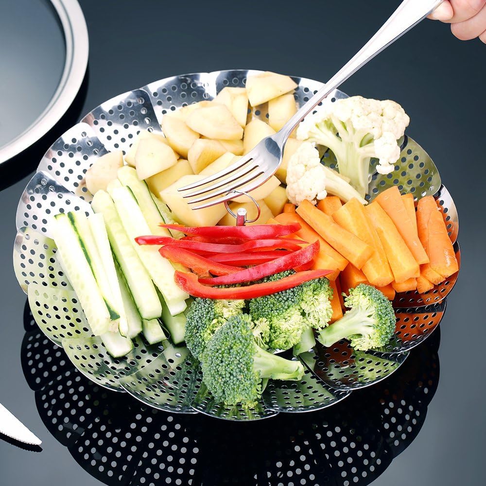 KOMUNJ Stainless Steel Steamer Adjustable Steamer Insert, Steamer Insert for All Pots from 15.2 to 25 cm, Steam Insert - Image 2