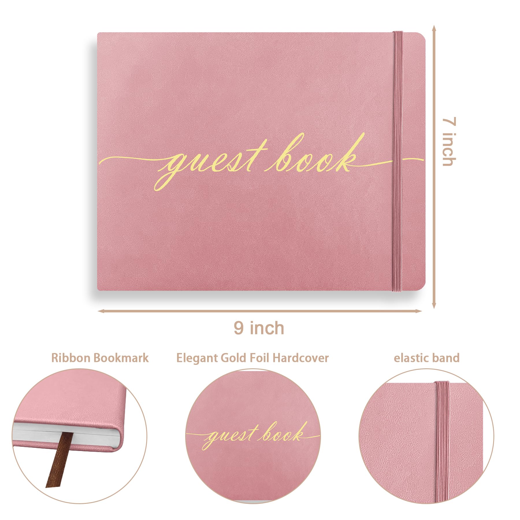 Elegantes Hochzeitsgästebuch, perfekt für Hochzeitsempfänge, Babypartys, Geburtstage und besondere Anlässe, 17,8 x 22,9 cm, 120 linierte Seiten, Leder-Hardcover, Weiß