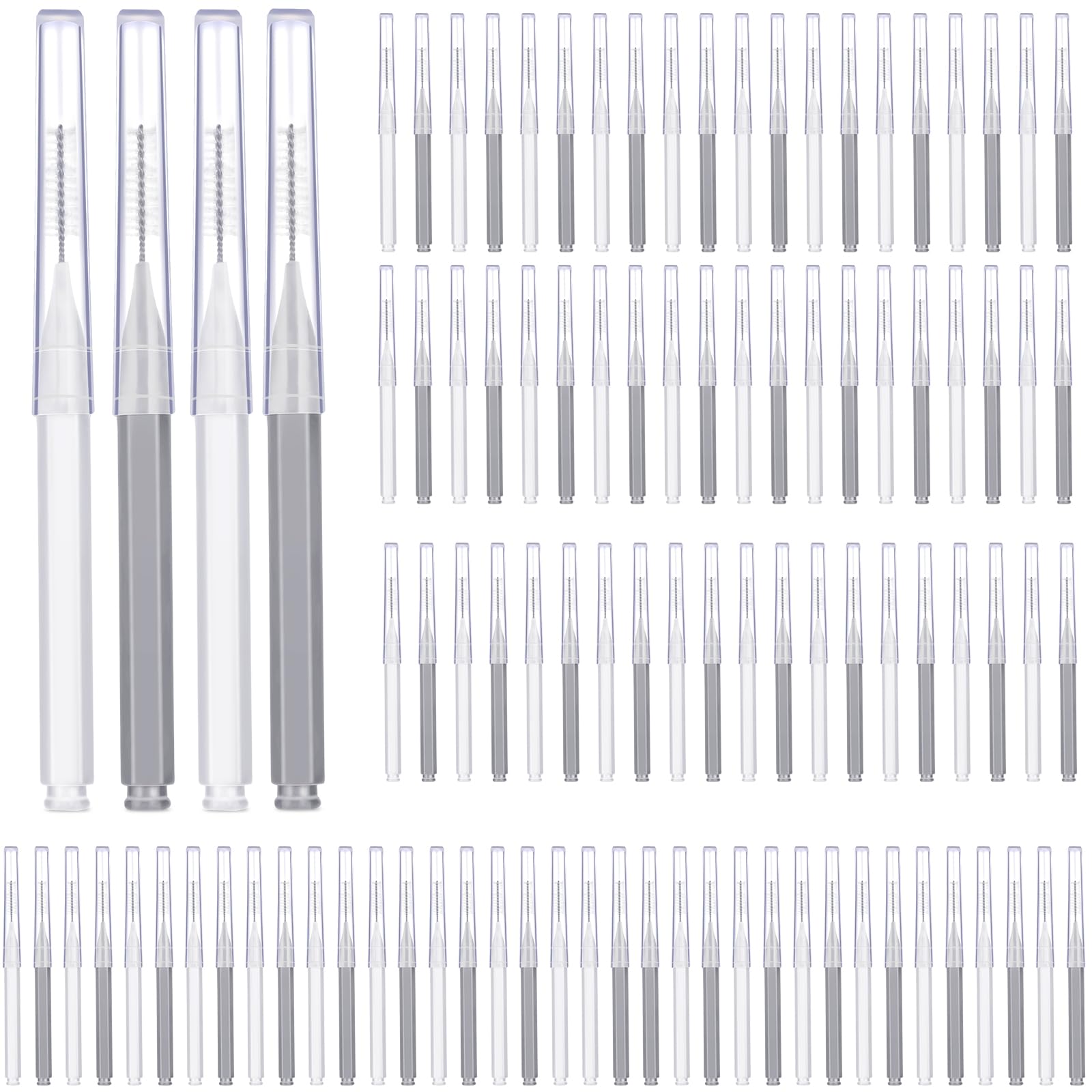 Patelai 100 Pcs Braces Dental Brushes,White, Grey,Ideal Size