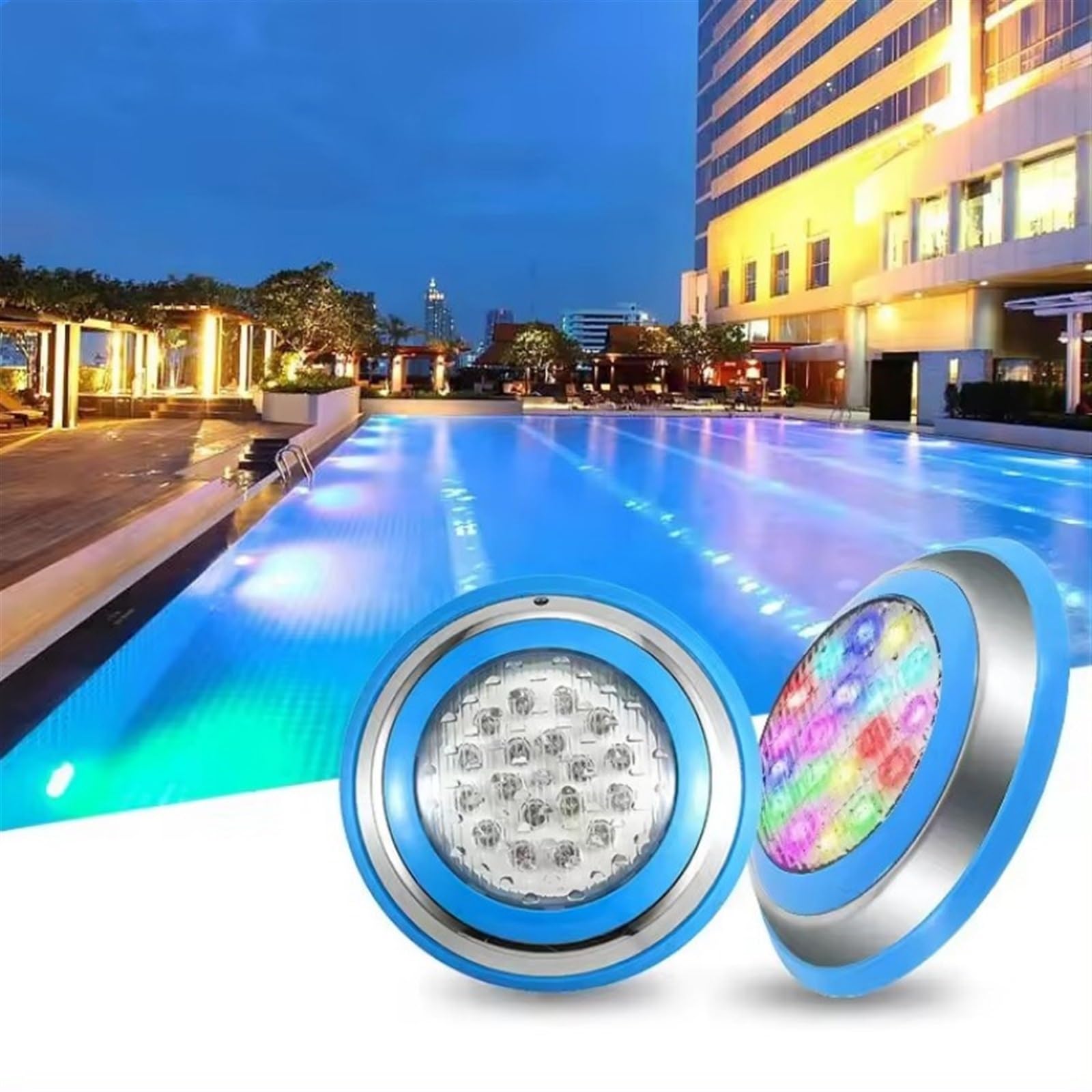 EDEDE Luci Piscina, Luce for Piscina a LED IP68 in Acciaio Inox 6W 9W 24W 36w 54W Lampade Impermeabili Blu Luci subacquee AC12V Lampada for Piscina RGB(RGB with R-F,24W)