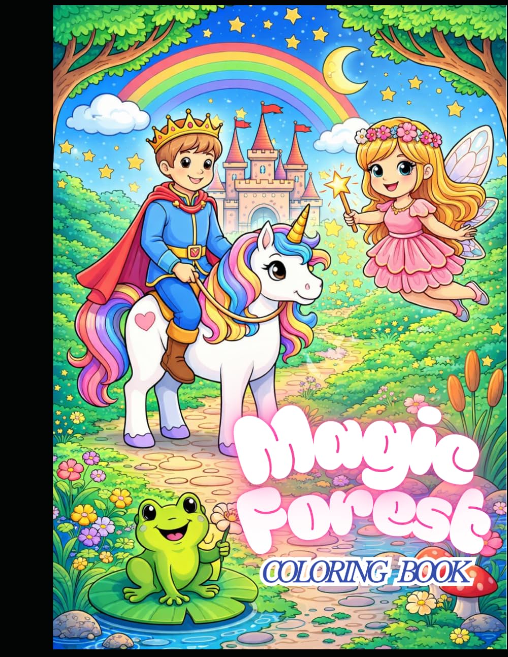 Magic Forest Coloring Book: Prince, Fairy & Unicorn Adventures