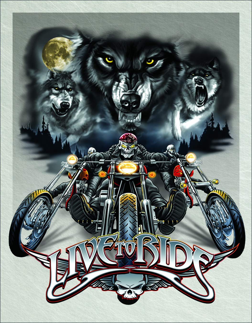 Desperate EnterprisesLive to Ride - Wolves Tin Sign, 12.5" W x 16" H