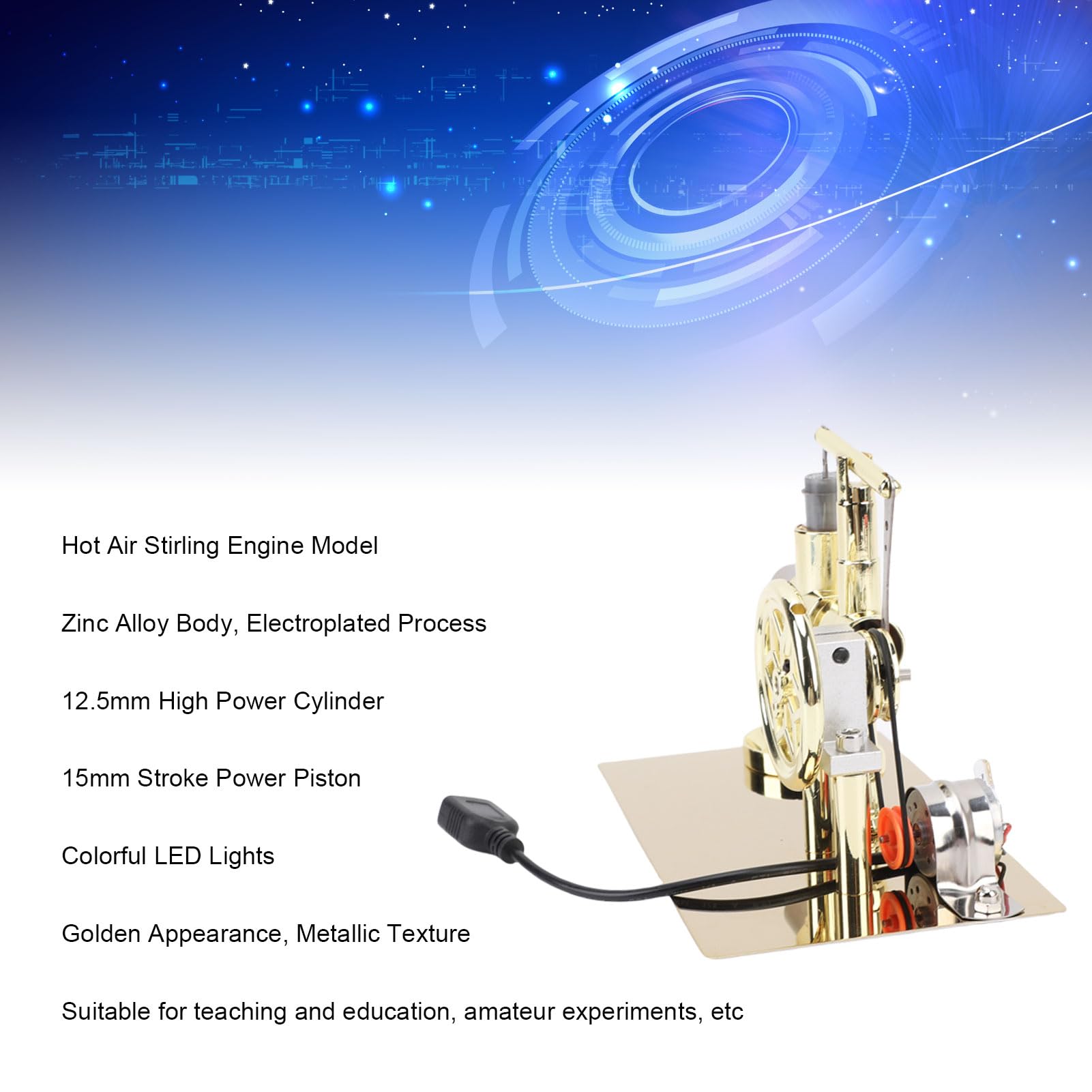 Stirlingmotormodell mit LED-Licht-Heißluft-Stromgenerator für den