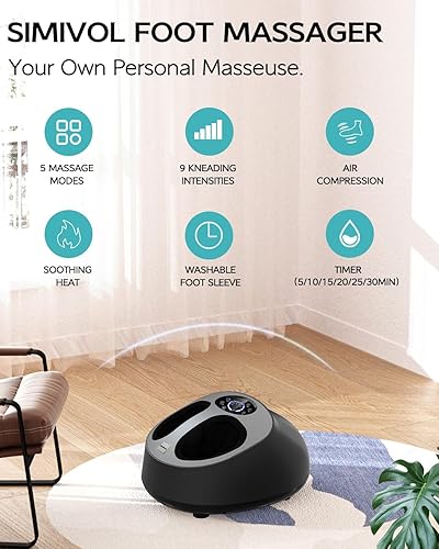 Miniatura 2 de Simivol Masajeador de pies con calor Shiatsu profundo amasamiento, masaje eléctrico de pies para alivio de la fascitis plantar, alivio del dolor