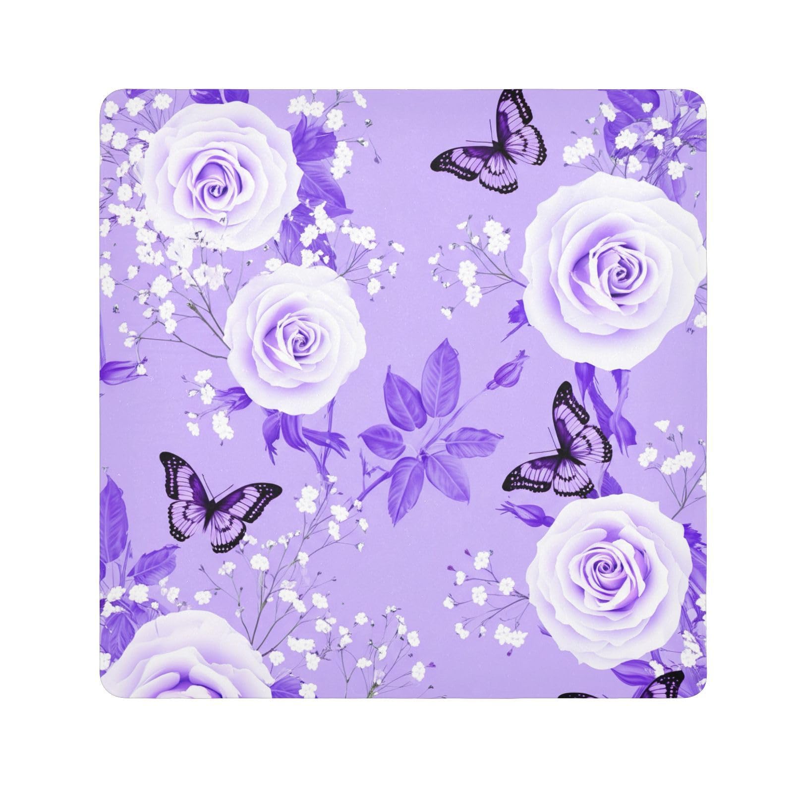 ODAWA Magic Cloth Cosmetic Bag 21.7 In, Light Purple White Roses Changeable Capacity Cosmetic Bag, Self Adhesive Wraps for Electronics