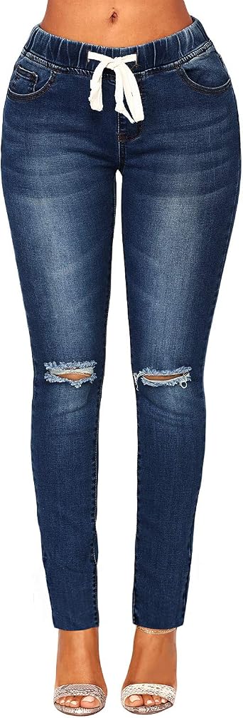 Roskiky Women's Denim Skinny Ripped 