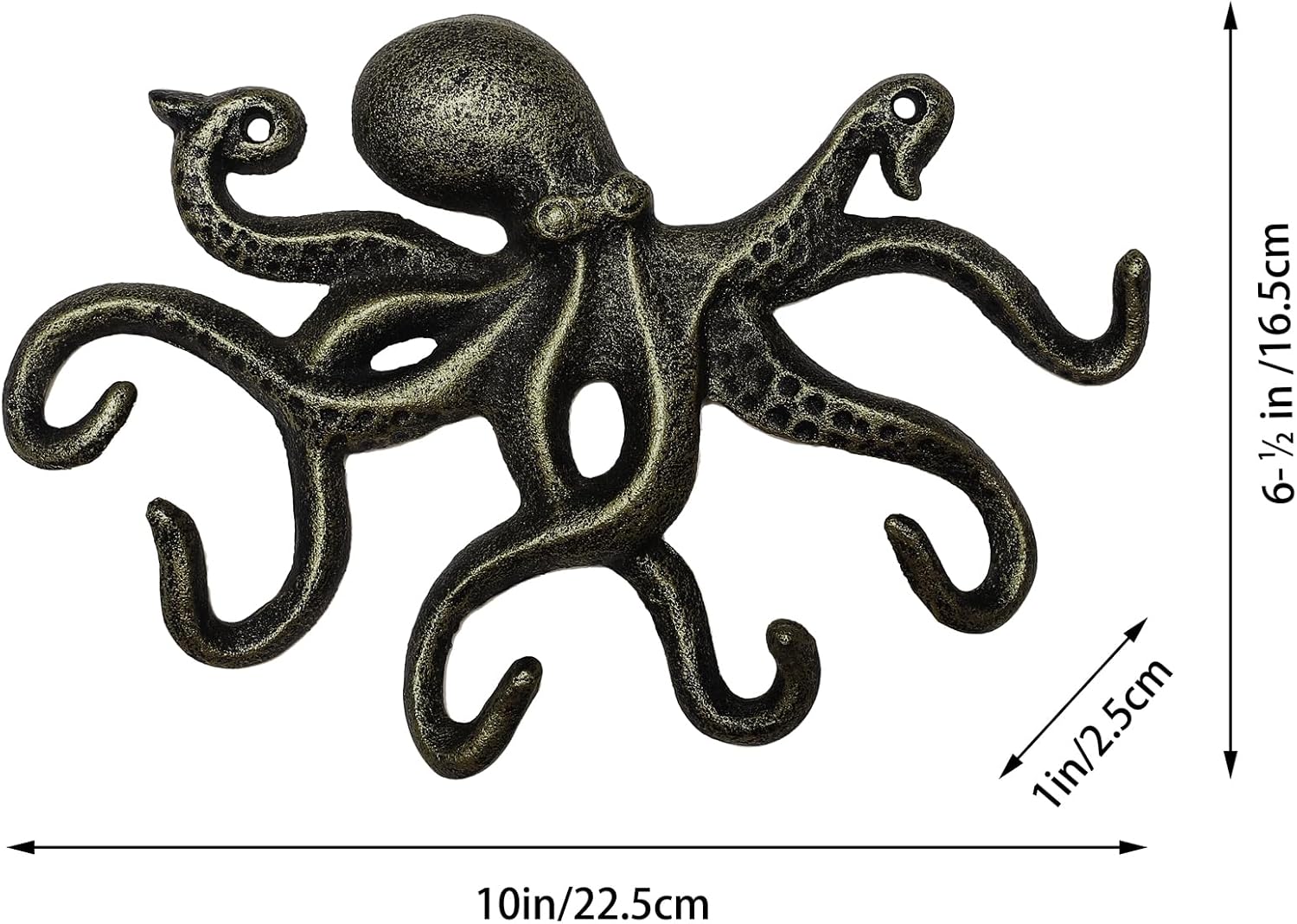 ChasBete Key Holder for Wall, Octopus Wall Hooks Decorative for Hanging, Cast Iron Coat Hooks/Towel Hooks with 6 arms - Bronze