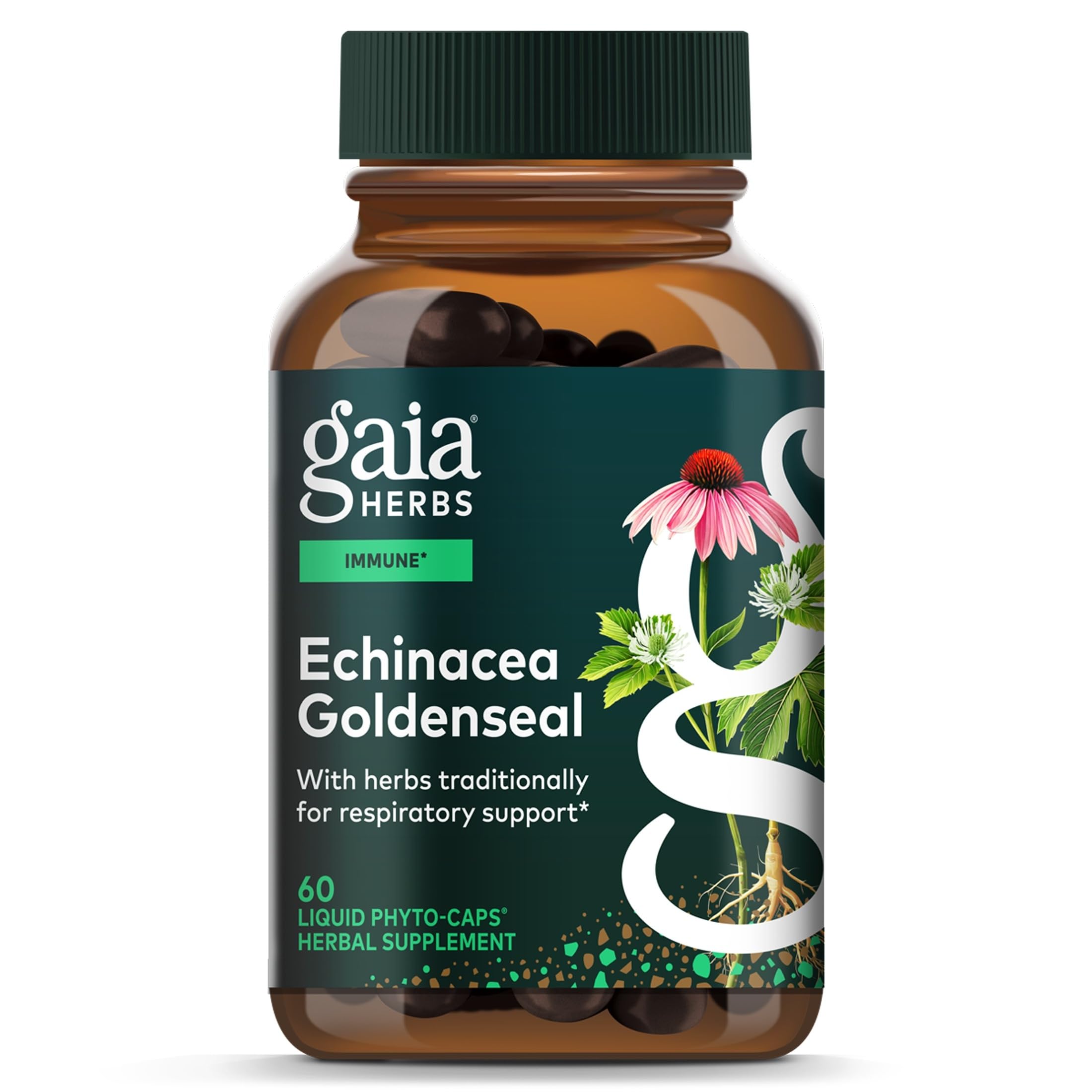 Gaia Herbs Echinacea Goldenseal, 60 Vegan Capsules, 30 Servings Retail