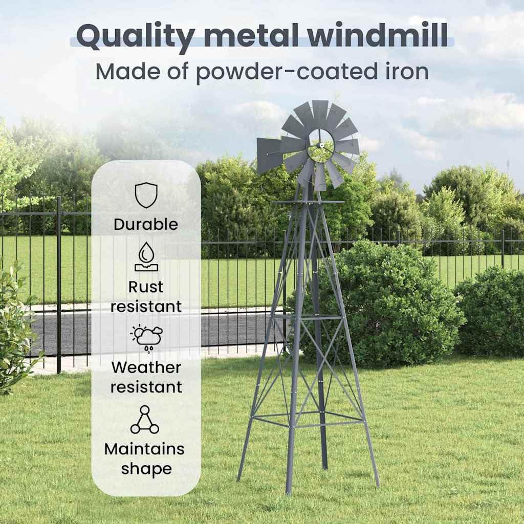 vidaXL Molino de Viento Gris 84 x 68 x 245 cm Hierro
