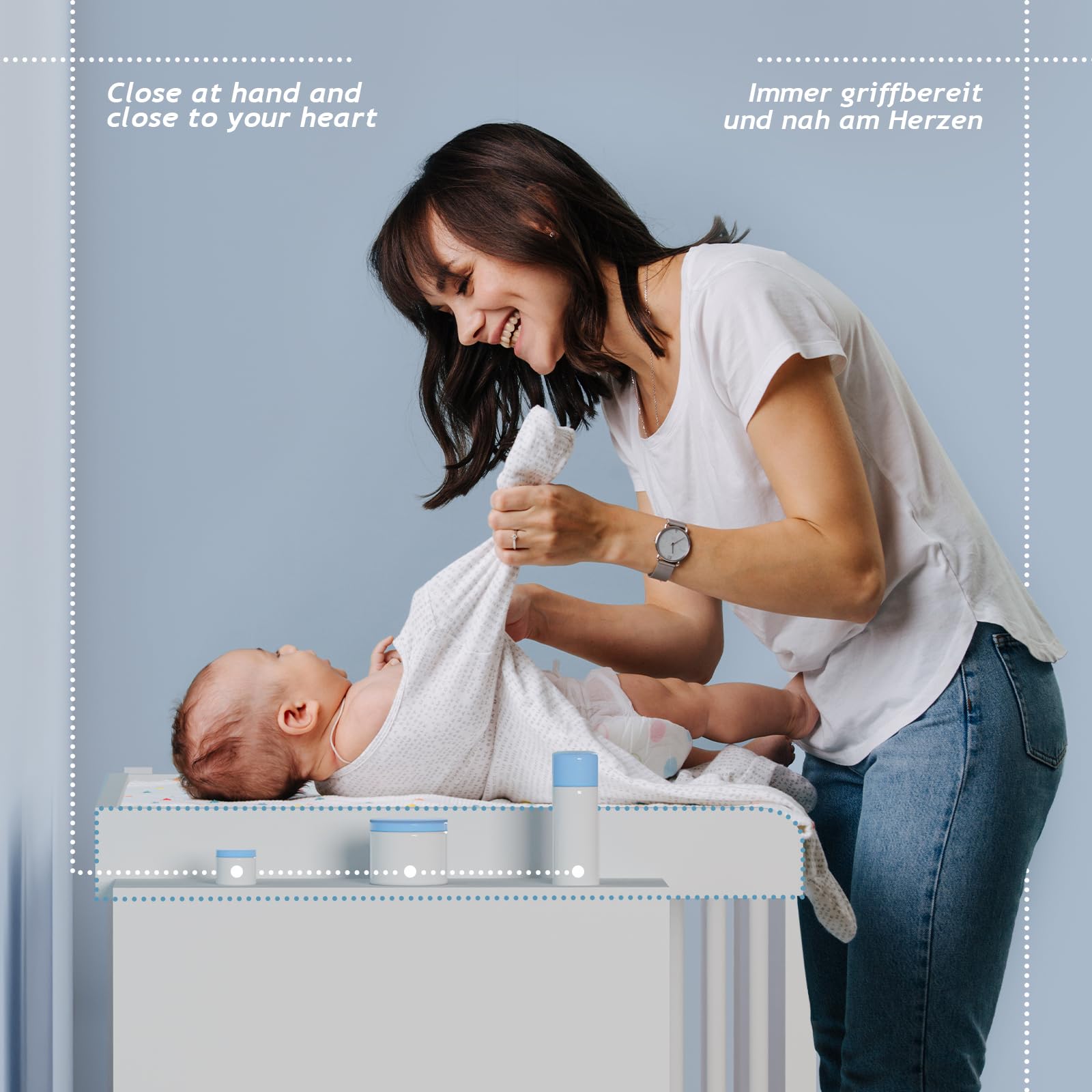 Infantastic® Fasciatoio Neonato con Cassettiera - 3 Cassetti, 3 Scomparti Aperti, 113x70x101, MDF, Bianco/Grigio - Arredamento, Mobile Cameretta da Bambini, Armadio Neonato, Organizzatore per Bebè