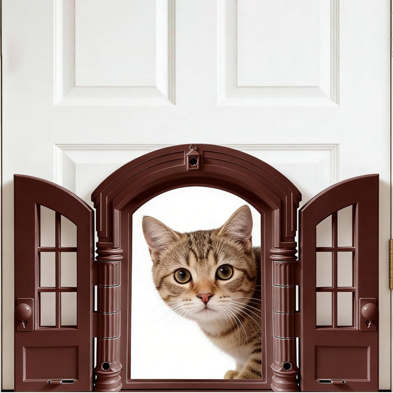 Katzenklappe für die Wand | Im französischen Retro-Design mit Einer abschließbaren Funktion - Katzendurchgang für Türen | Für Garage, Haus, Herrenhaus, Ecke, Türöffnung, Zuhause und