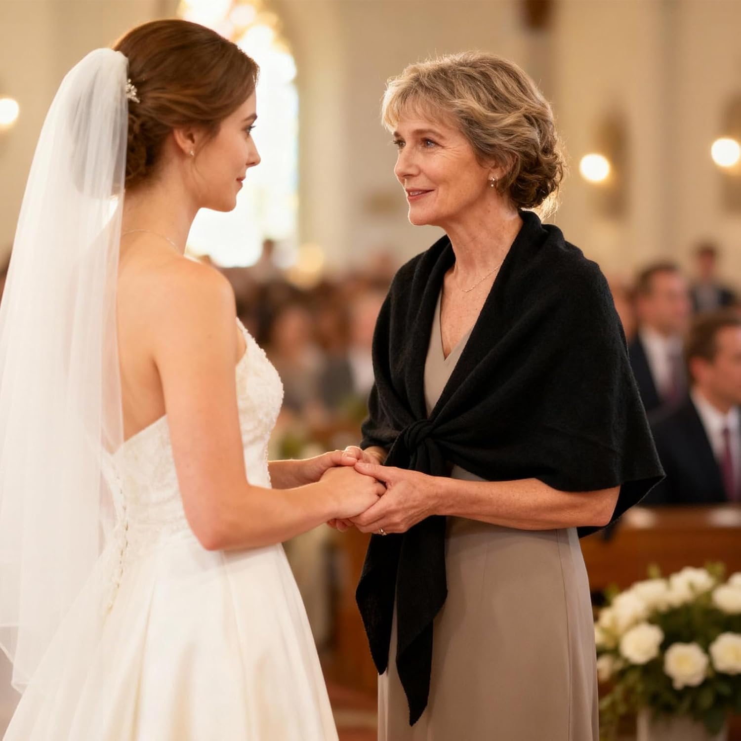 Shawl Wraps for Women Winter Knitted Triangle Cashmere Shawl Scarf Pashmina Cardigan Cape - Image 2