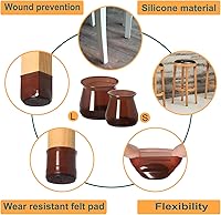 Vista 6 de 32 Piezas Protectores de Piso de Silicona para Patas de Silla para Pisos de Madera Dura, Fundas para Patas de Silla con Fondo de Fieltro Marrón
