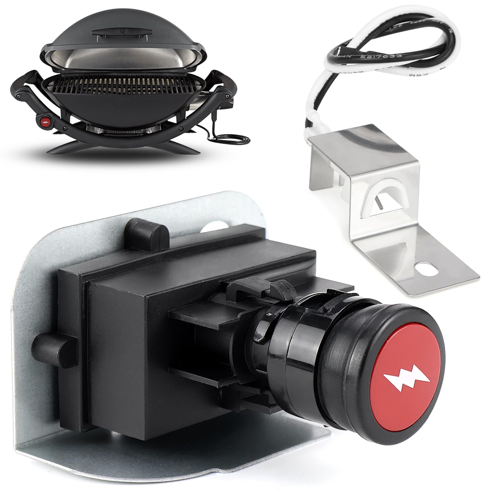 ELNLE Elektronischer Zünder-Kit Ersatz Für Weber Grill Q1200 Q220 80475 Gasgrill Ersatz Zündsatz, mit Vorderen Brennerknöpfen