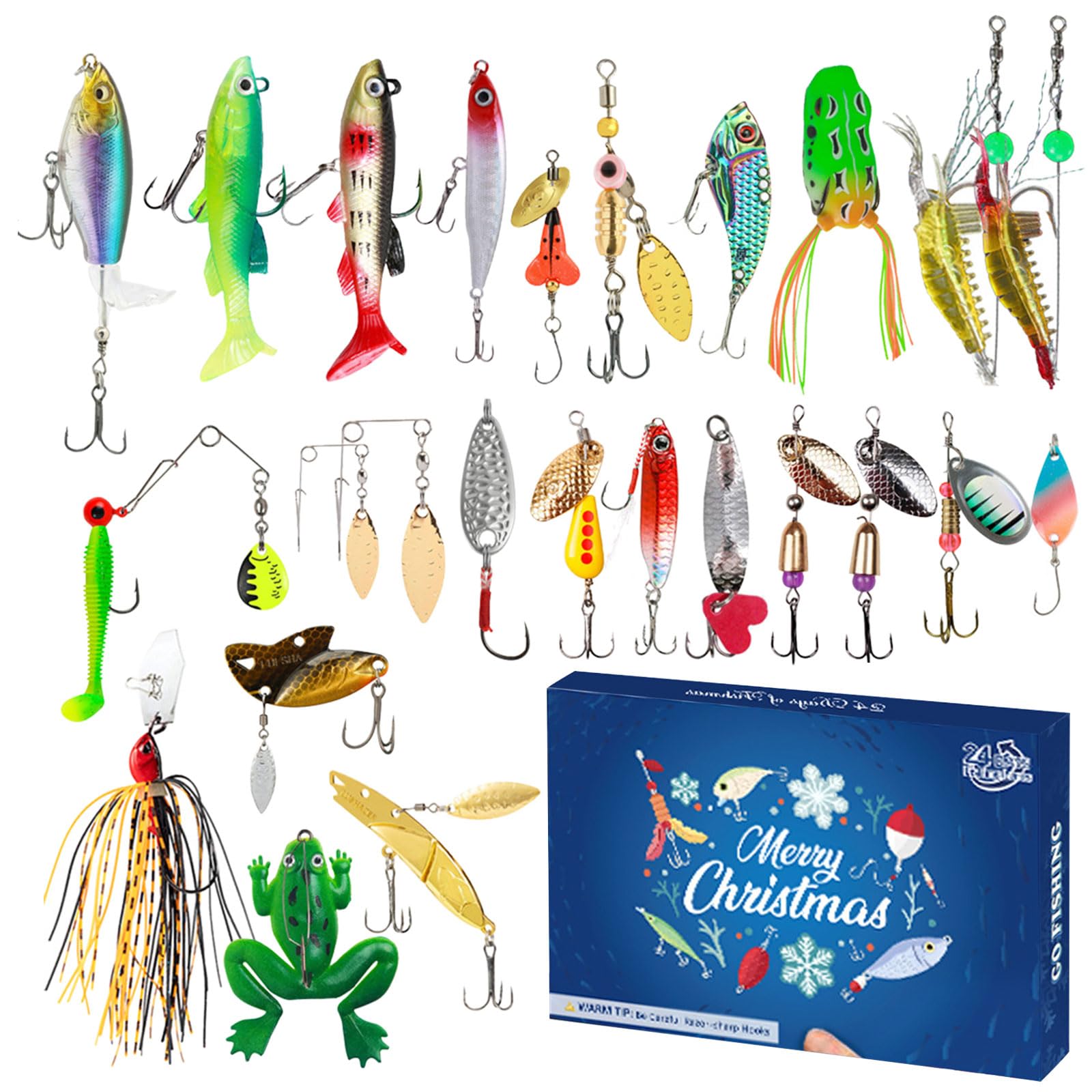 Kalttoy Practical Fisherman ' s Christmas Countdowns 24 Days of Assorted Fishing Tackles Grandfather and Boyfriend Christmas Countdowns Gift