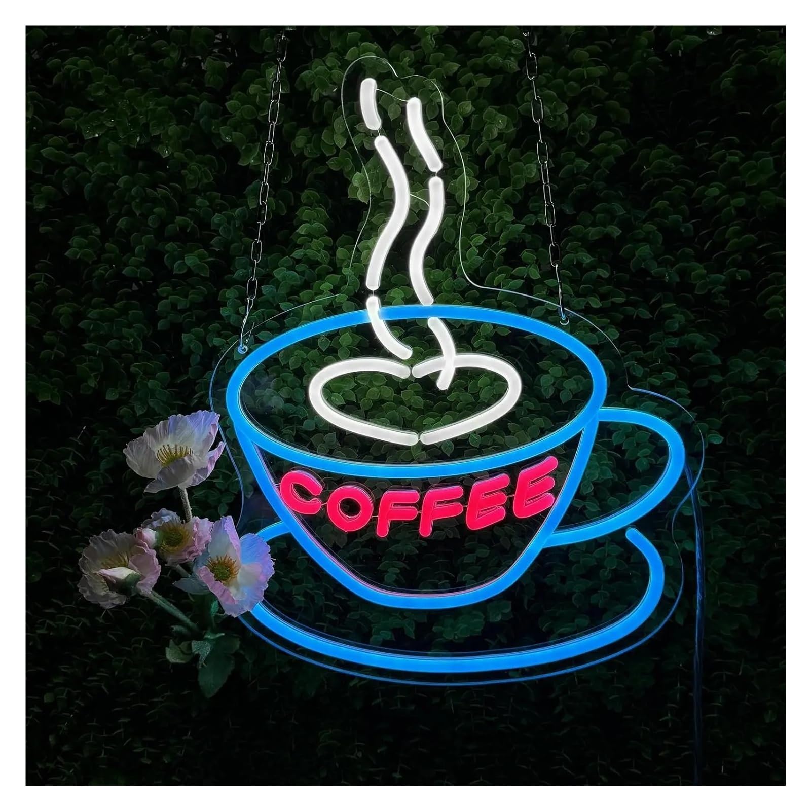 XENITE Hanging Art Neon Signs Coffee Neon Sign USB Dimmable LED Light for Cafe Shop Bar Restaurant Bedroom Decorations 38X30cm