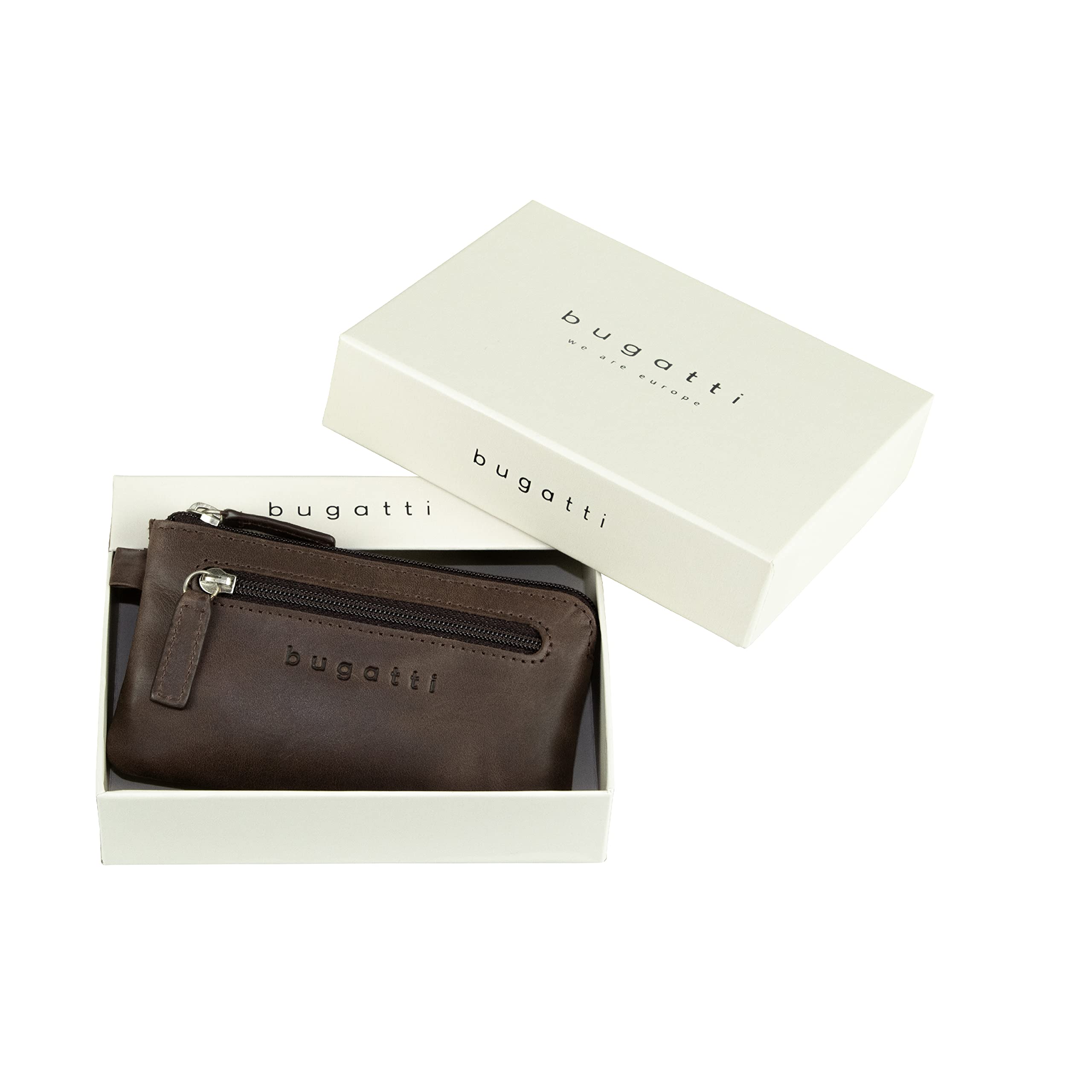 bugatti Volo portachiavi in pelle con scomparto monete e anelli – confezione regalo elegante