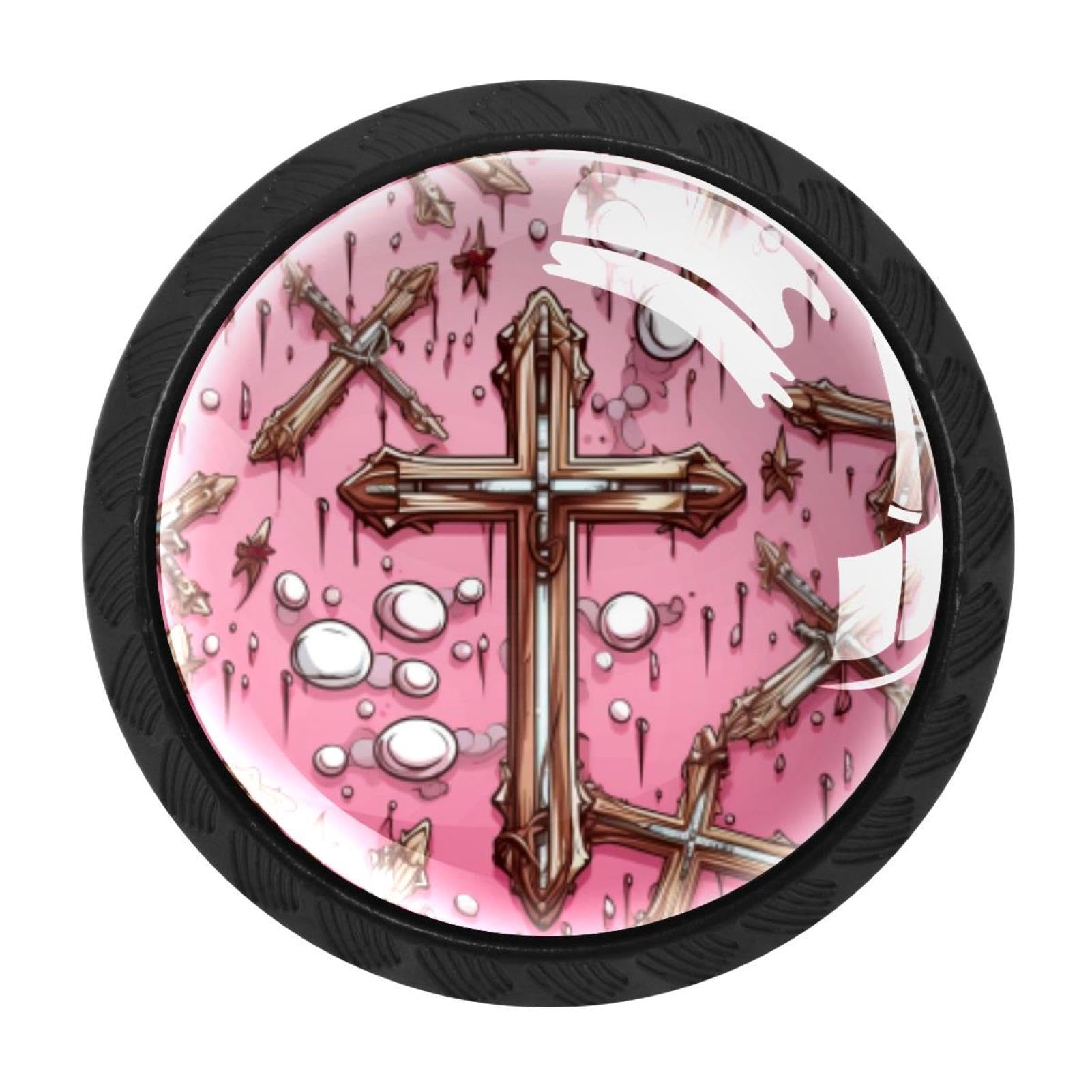 Chenzzzz Multicolored 01 4 Pieces Easter Cross Kitchen Cabinet Knobs Drawer Knobs Dresser Knobs Black Knobs Drawer Pulls Dresser Drawer Handles Knobs For Dresser Drawers