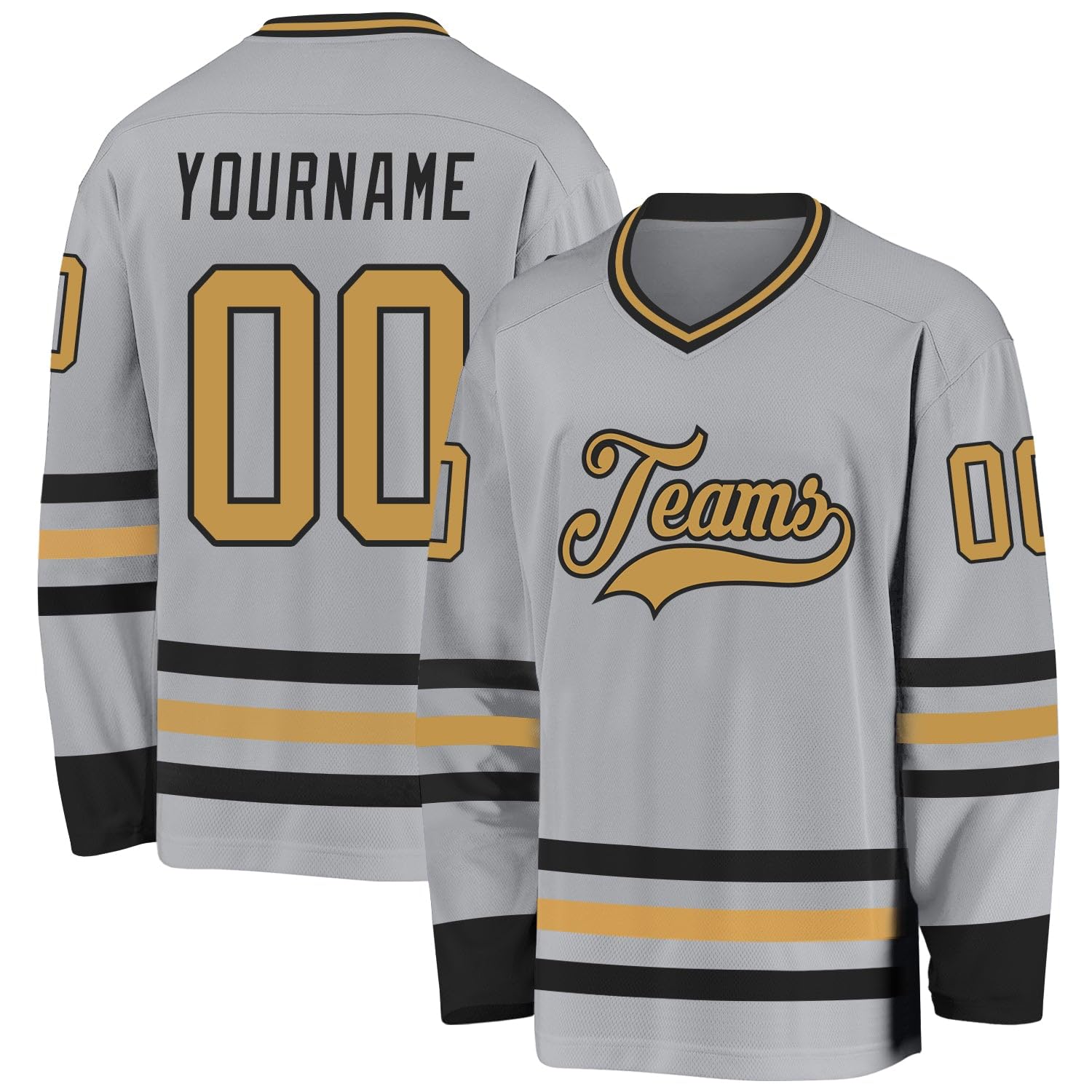 Custom Name Team Name Number White Navy-Gray Hockey Jersey Personalized V-Neck Sports Hockey Jersey for Men Women Youth